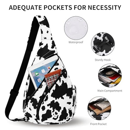 HUA ANGEL Crossbody Sling Bag for Men & Women Lightweight Waterproof Chest Shoulder Bag for Travel Hiking & Everyday Use - color: W-milk Grain