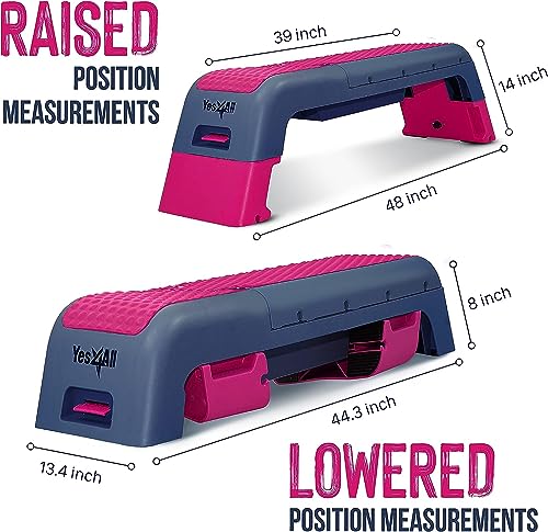 Yes4All Multifunctional Aerobic Deck - Versatile Fitness Station, Weight Bench, Aerobic Stepper, Plyometrics Box for Cardio Workouts and Strength Training - color: D. Hot Pink/Navy Blue
