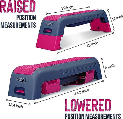 Yes4All Multifunctional Aerobic Deck - Versatile Fitness Station, Weight Bench, Aerobic Stepper, Plyometrics Box for Cardio Workouts and Strength Training - color: D. Hot Pink/Navy Blue