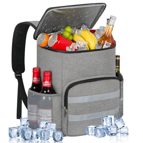 Backpack Cooler - 54 Cans Large Capacity Insulated Leak Proof Backpack for Men & Women, Cooler Bag Picnic Camping Beach Hiking Travel Lunch Backpack - color: Grey, size: 54 Cans