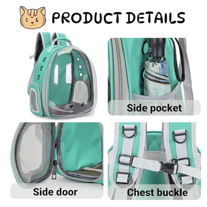 Cat Bubble Backpack Carrier for Small Medium Dogs Cats Carrying Bag, Airline Approved Pet Travel Carrying Bag Dog Hiking Walking Outdoor Backpack (Green) - color: Green