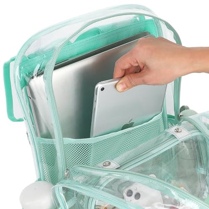 Fuyicat Clear Backpack Heavy Duty PVC Transparent Girls Kids School Backpacks Stadium Approved See Through College Bookbag for Women (Green), Large - color: Green