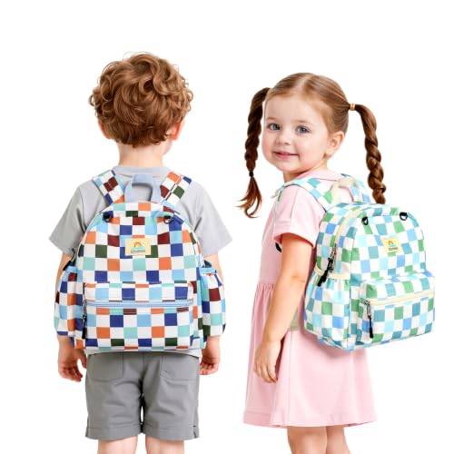 STEAMEDBUN Toddler Backpack Boys Girls 2-4, Preschool Daycare Backpack -12inch - color: Green Checkerboard, size: Mini-12"H(not fit folder)