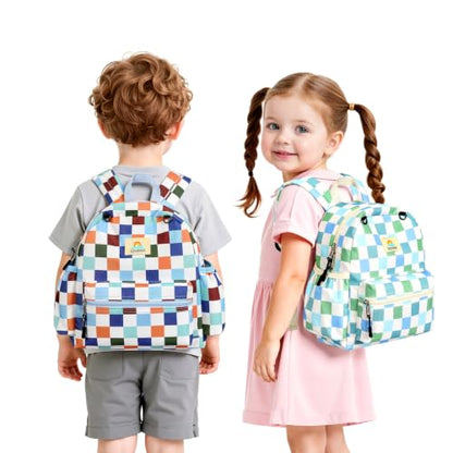STEAMEDBUN Toddler Backpack Boys Girls 2-4, Preschool Daycare Backpack -12inch - color: Green Checkerboard, size: Mini-12"H(not fit folder)
