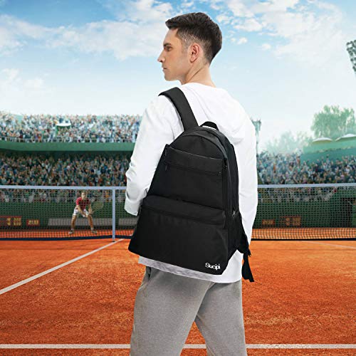 Sucipi Tennis Bag Professional Tennis Backpack for Men and Women Racket Bags Holds 2 Rackets with Ventilated Shoe Compartment - color: Black