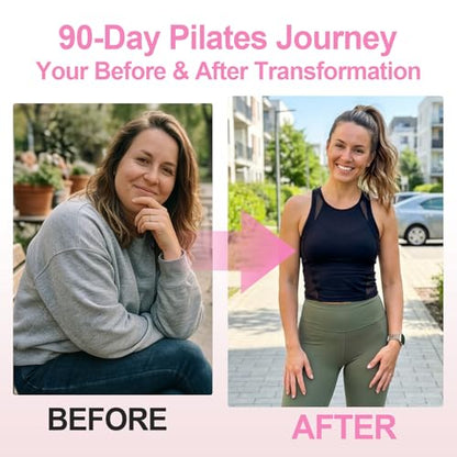 Home Pilates Ring and Ball Set for Women with 5 Resistance Bands 13 inch Magic Circle Workout Starter Kit for Beginners Full Body Toning 15 Min Daily Routine - color: All Pink