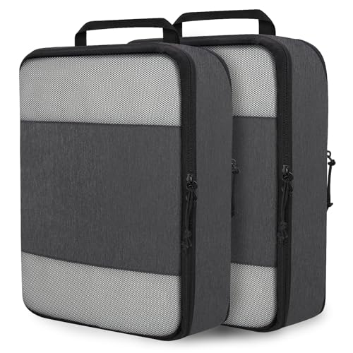 Extra Large Compression Packing Cubes for Travel Essentials, 2 Set Expandable Compression Bags for Travel Packing Cubes for Suitcase Luggage Organizer Bags, Black Mesh - color: Mesh Black, size: Extra Large