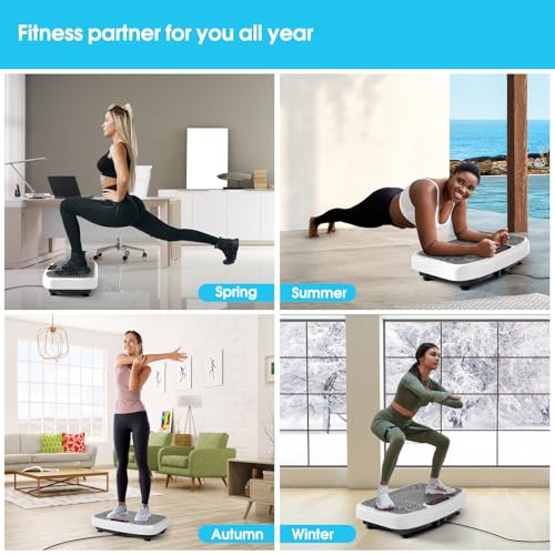 SoftGym Waver Vibration Plate Exercise Machine for Lymphatic Drainage Weight Loss,120 Speed Levels Vibrating Platform with Resistance Bands,Full-Body Workout Equipment for Muscle Activation - style: Slim- White