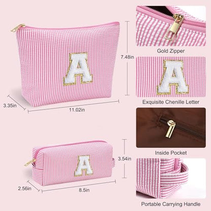 YOOLIFE Gifts for Girls Women - Initial Makeup Bag Cosmetic Bag Toiletry Pouch, Personalized Birthday Gifts for Women Girls Mom Daughter Sister Friends, Pink B - color: Pink, style: B