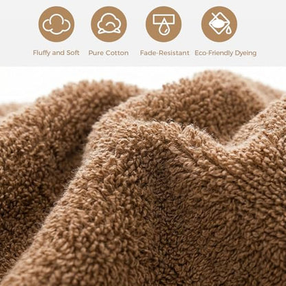 100% Cotton Hand Towel Set of 4, Oversized Ultra Soft Luxury Towels, Thick Plush, Absorbent Heavyweight, Guest Bath, Hotel, Spa, Home Bathroom, Shower,20" x 40" (Brown) - color: Tan
