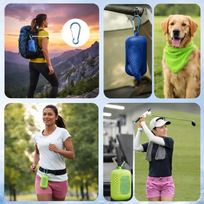 Cooling Towel with Clip Case – Quick-Dry Neck Wrap for Sports, Beach Tote Bags, Gym, Travel & Outdoor Heat (Green) - color: Green