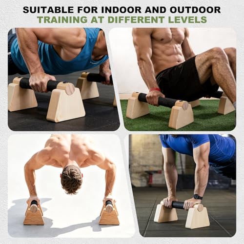 PATIKIL Push Up Bars, Wooden Parallettes Bars, Wooden Push Up Handle with Non-Slip Base and Grip for Strength Training Planks - size: 30cm