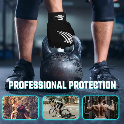 SAWANS Weight Lifting Workout Gloves Lightweight Breathable Padded Palm Protection Gym Gloves Non-Slip Silicone Grip for Men and Women Exercise Fitness Training Pull-ups Deadlifting - size: Large