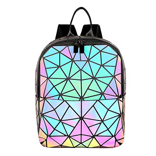 LOVEVOOK Geometric Luminous Purses and Handbags for Women Holographic Reflective Crossbody Bag Wallet - color: Mini Backpack