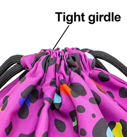 HOLYLUCK Drawstring Backpack Bag Sport Gym Sackpack - color: Colorful Purple Leopard