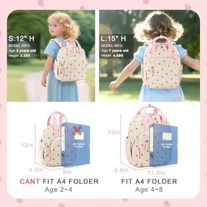 Bluboon Toddler Backpack for Girls Boys 2-4 Cute 12" Preschool Kindergarten Backpacks Kids Daycare Bags School Travel (Strawberry-Beige, Age 2-4 (12" H not Fit A4 Folder)) - color: Strawberry-beige, size: Age 2-4 (12" H not Fit A4 Folder)