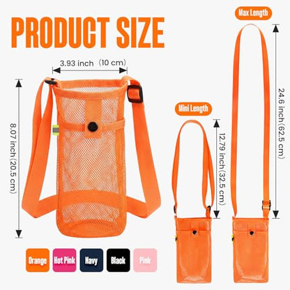 Aspire 2 PCS Water Bottle Holders with Adjustable Shoulder Strap, Water Bottle Carrier Bag with Pouch for Travel, Walking - color: Pink & Hot Pink