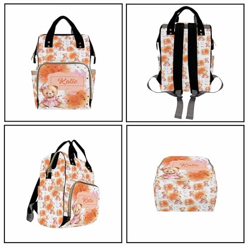 Custom Diaper Bag for Girls Personalized Diaper Bag Backpack &Insulated Water Bottle with Name Custom Monogram Baby Travel Bag Nursing Diaper Mommy Backpack with Adjustable Shoulder Straps Nappy Bag - color: Design 03