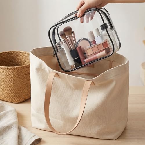 20 Packs Clear Makeup Bag, Bulk Makeup Bags Waterproof PVC Toiletry Bag with Zipper for Travel, Cosmetic Bags for Women Men, Clear Cosmetic Pouch Organizer Case (Black) - color: 20 black