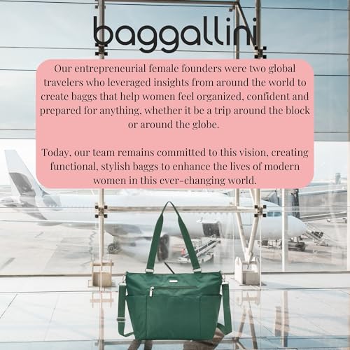 Baggallini Essential Laptop Tote - Work Tote Bag with Laptop Sleeve - Lightweight Travel Crossbody Shoulder Bag for Women - color: Pine