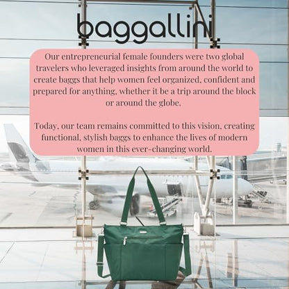 Baggallini Essential Laptop Tote - Work Tote Bag with Laptop Sleeve - Lightweight Travel Crossbody Shoulder Bag for Women - color: Pine