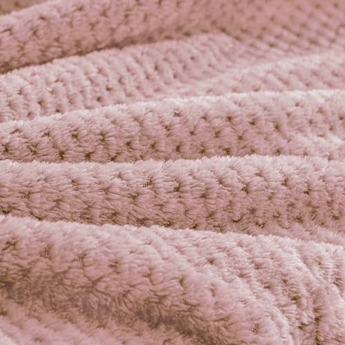 BEDELITE Travel Blanket with Bag, Ultra-Soft Jacquard Fleece Blanket with Luggage Sleeve & Backpack Clip, Airplane Blanket Travel Essentials, Pink - color: Pink