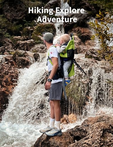 besrey Baby Backpack Carrier, Toddler Hiking Backpack with Safety 3-Height Seat, Adjustable Straps&Waist Belt, Foldable Frame Lightweight Large Capacity Child Carrier for Hiking (Green) - color: Green