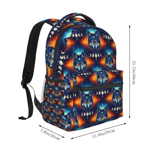 Laptop Backpack Galaxy Wolf Night Sky Space Moon, Water Resistant Office Commuter Daypack with Inner Pocket for Business and Travel - color: Pattern (230)