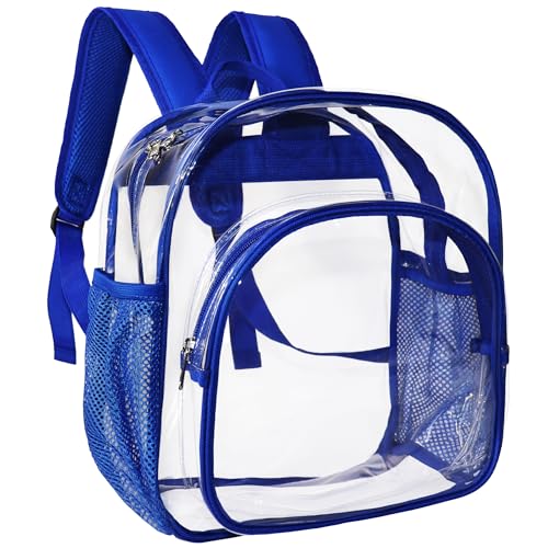 Clear Backpack Stadium Approved 12x12x6 Small Clear Backpack for Concert,Work,Festival,Security,Stadium - color: Blue