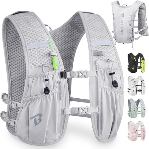 BECOJADDE Running Vest Hydration Backpack for Men Women, 5L Lightweight Running Backpack Hydration Pack for Marathon, Trail, Cycling, Hiking, Jogging - color: Gray, size: Only 5l Running Vest