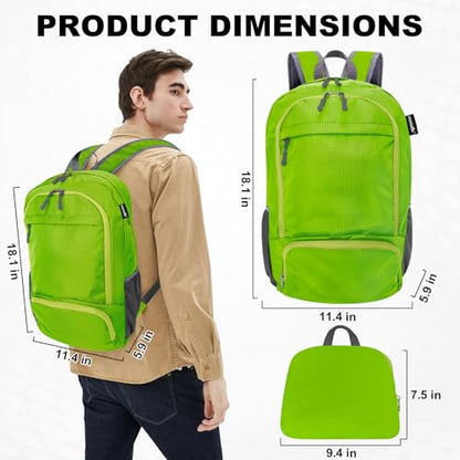 HOLYLUCK 20L Lightweight Packable Hiking Daypack Foldable Backpack for Men Women Small Travel Outdoor Foldable Shoulder Bag-green - color: Green