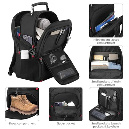 YAMTION Men Laptop Backpack 18.4in with Shoe Compartment for Gym Camping,Large Carry On Travel Bag,Boys College Bookbag School Backpack for Women