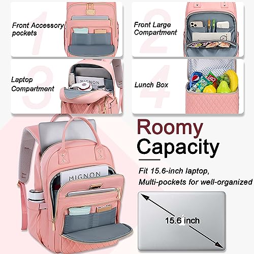 Weitars Lunch Backpack for Women,15.6 Inch Laptop Backpacks Travel Backpack for Women,Work Back pack,Teacher Nurse Back pack Insulated Lunchbox Backpacks - color: Pink