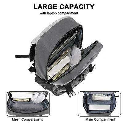 WOLT Laptop Backpack with USB Charging Port Fits Up to 17 Inch Laptop, College Backpack for Men Women, Computer Business Bookbag, Grey - color: Grey