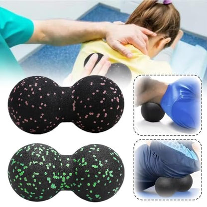 Peanut Massage Ball – Double Lacrosse Massage Ball for Deep Tissue Release, Muscle Pain Relief & Recovery, Spine & Back Massages Tool for Yoga, Gym, Office & Travel (Black) - color: Black