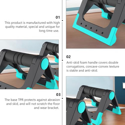 LALAFINA Push-up Rack and Push-up Bar Set, Indoor Fitness Equipment Non-slip Blue Handles, Upper Body Strength Training Tool for Home Gym and Apartment Workouts