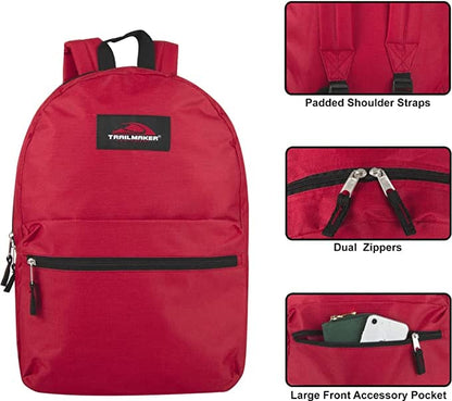 Trail maker Backpack with School Supplies for Kids - 20 Piece Back to School Supplies with 17" Backpack (Red Pack) - color: Red Pack