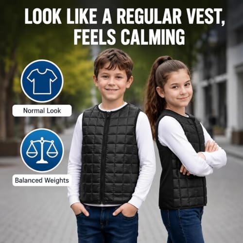 Weighted Vest for Kids, Sensory Support for Children with 2lb Weights, Breathable & Washable for Active Play (Grey) - size: Medium(Ages 5-9)