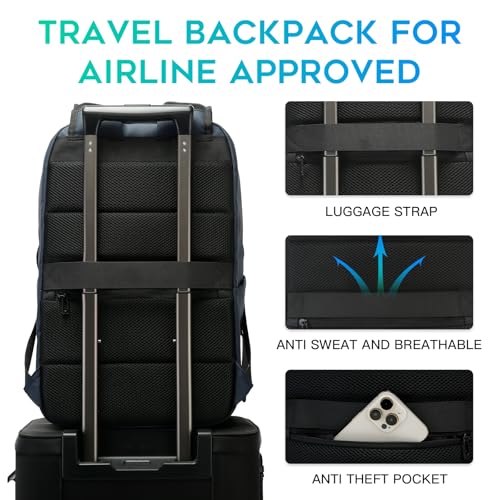 FUTURE AESTHETICS Smart Waterproof Travel Backpack Business Flight Approved Carry on Backpack for Men Women ，Large Capacity Laptop Backpack，Water Resistant Computer Backpack Fits 16 Inch Laptop(Blue) - color: Blue