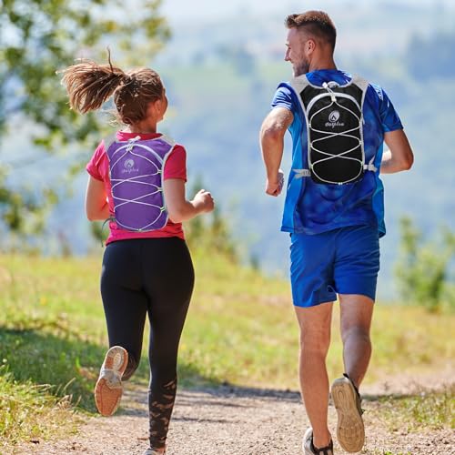 Lightweight Hydration Backpack with 2L Water Bladder for Men Women, Small Water Backpacks Running Vest for Hiking - color: Purple