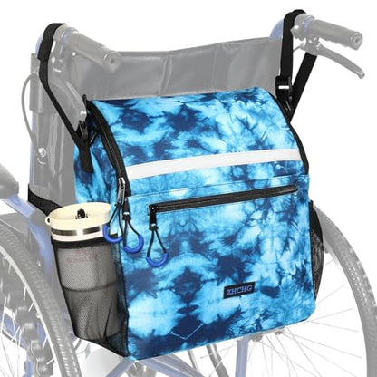 ZHCHG Wheelchair Bags, Wheelchair Backpack with Cup Holder, Wheelchair Bags to Hang on Back, Electric Wheel Chair Accessories, Large Storage Bag for Walker Rollator- Cyan - style: Cyan