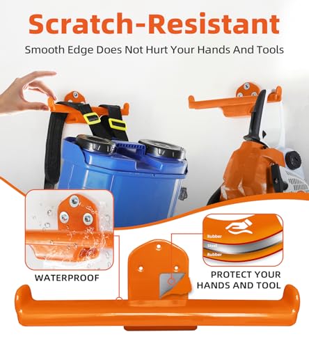 Backpack Leaf Blower Hanger with Tube Hook, 2 Pack Backpack Sprayer Wall Mount, Heavy Duty Chainsaw Wall Mount Stand Accessories Garage Organization Storage - size: 2 Pack