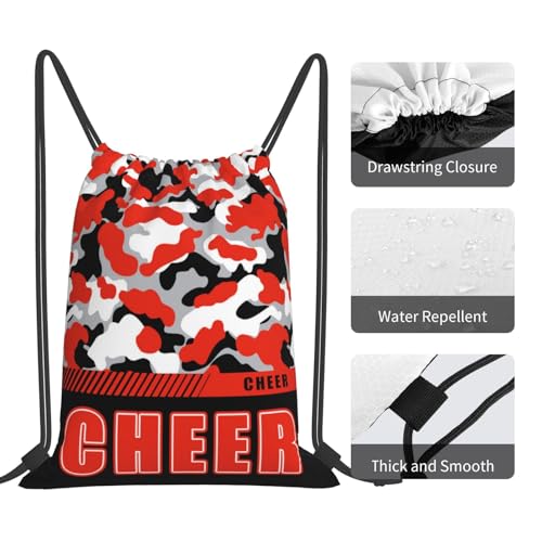 Drawstring Backpack Waterproof Gym Drawstring Bags Sports String Bag Camo Sackpack-Orange Black Cheer Drawstring Bag - color: Cheer Drawstring Bags-camo Orange Black