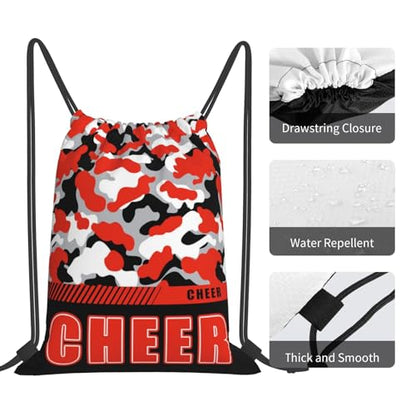 Drawstring Backpack Waterproof Gym Drawstring Bags Sports String Bag Camo Sackpack-Orange Black Cheer Drawstring Bag - color: Cheer Drawstring Bags-camo Orange Black
