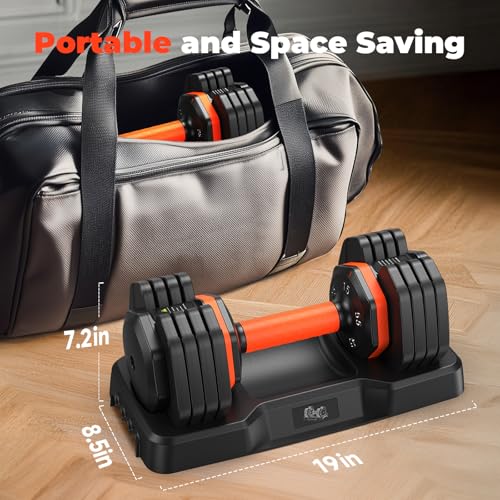 FLYBIRD Adjustable Dumbbell Set of 2, 110LB/50LB Weights Dumbbell Set for Home Gym Exercise & Fitness, Fast Change Weights with Anti-Slip Handle, Multiweight Options for Full Body Workout - color: 55LBS Pair(Total 110LBS)