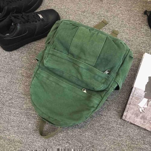Green Canvas Backpack for Women Retro Aesthetic Rucksack Basic Backpack for High School/College Students Travel Laptop Bag - color: Forest Green