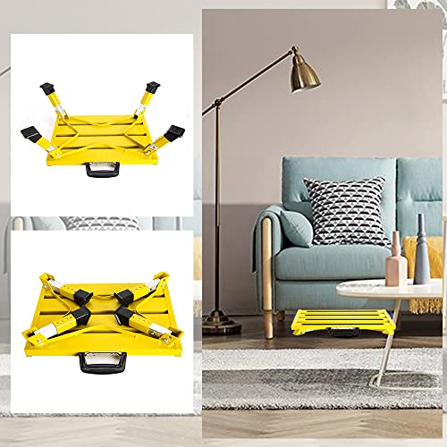 Homeon Wheels RV Steps Portable Foldable RV Steps Anti-Slip Surface with Handles Aluminum Folding Safety Platform Adjustable Height Heavy Duty for Camping Travel Trailer Truck - color: Yellow