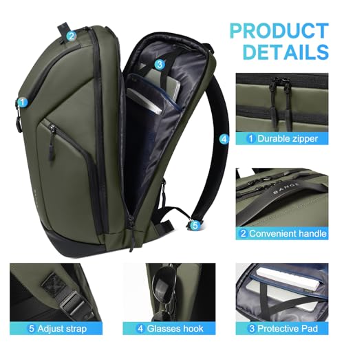 FUTURE AESTHETICS Business Commute Backpack for Men and Women, Waterproof 15.6 Inch Laptop Backpack, Durable Flight-Approved Travel Backpack for Work/College, Green - color: Green