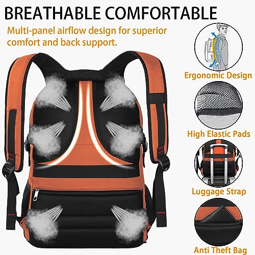 LTINVECK Extra Large 50L Travel Laptop Backpack, Computer bag Backbag, TSA Friendly Durable Big RFID Heavy Duty Business Tech Backpack Fits 17 Inch Laptops for Men Women, Orange - color: Full Orange