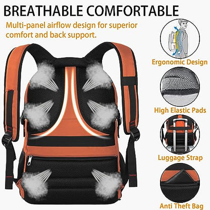 LTINVECK Extra Large 50L Travel Laptop Backpack, Computer bag Backbag, TSA Friendly Durable Big RFID Heavy Duty Business Tech Backpack Fits 17 Inch Laptops for Men Women, Orange - color: Full Orange